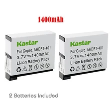 Kastar Battery Charger Hero Gopro4 GoPro AHDBT40 AHBB-401 Hero 4 HD Black Silver