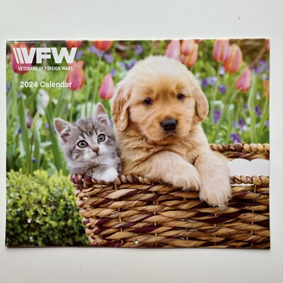 VFW Veterans of Foreign Wars Dogs Cats Animals Pets 12 Month 2024 Wall Calendar