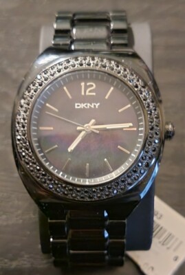 NWT DKNY Black Plastic Glitz Black Dial Women display picture 2
