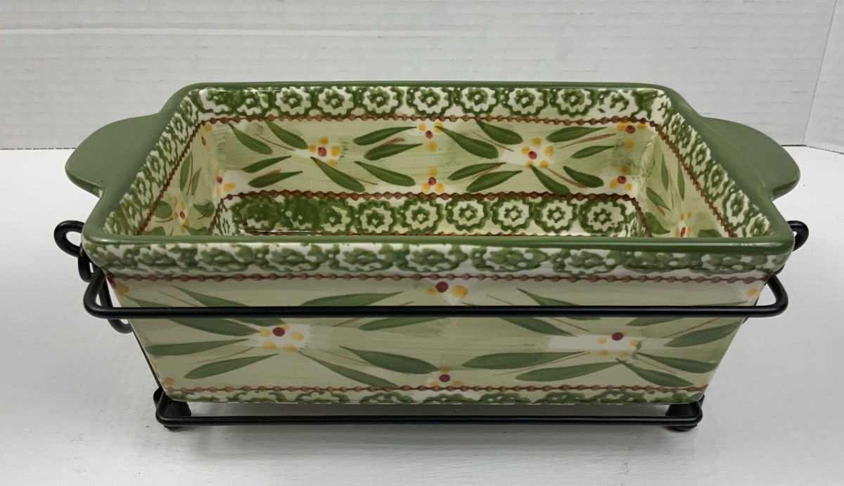 Vtg Temptations By Tara Ovenware “Old World Green” 1.5 qt