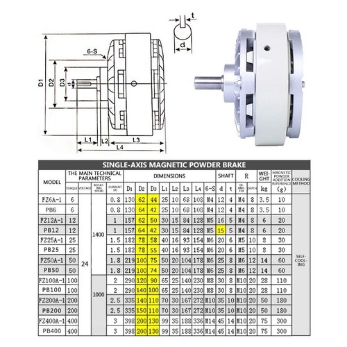Single-axis Magnetic Powder Brake Tension Control DC24V Magnetic Powder Clutch - Picture 4 of 12
