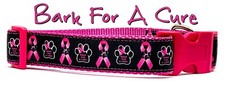 "Bark For a Cure" dog collar handmade adjustable buckle 1"or 5/8" wide or leash 