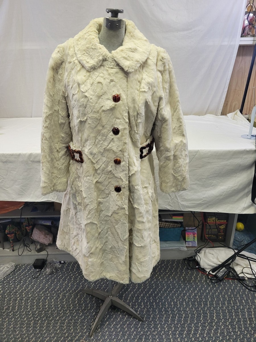 Vintage Mid Century Modern Lamb Wool Full Length Fur Coat Jacket