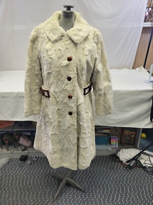 Vintage Mid Century Modern Lamb Wool Full Length Fur Coat Jacket