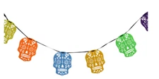New Halloween Felt Garland 37" Day of the Dead Skulls ~ 