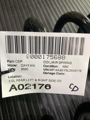 2019-2023 PORSCHE CAYENNE 9YA 3.0L REAR LEFT & RIGHT SIDE COIL SPRING SET 2 *65K - Picture 8 of 8
