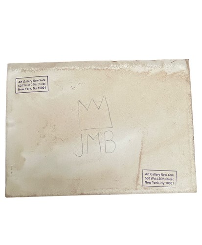 JEAN MICHEL BASQUIAT-POSTCARD PAINTING ON CARDBOARD-SIGNED - Picture 2 of 2