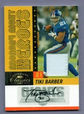 2007 DONRUSS CLASSICS MONDAY NIGHT HEROES JERSEYS PRIME AUTO TIKI BARBER 1/10 SP