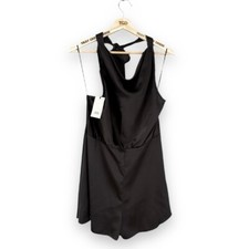 BNWT River Island Playsuit Size 14 Ladies Black Satin Halterneck Evening Party