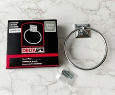 Delta Howard Square Chrome Circular Towel Ring Wall Mount NEW Open Box