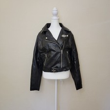 Unique Vintage Black Corpse Bride Vegan Leather Jacket, Size Xl (14), $75 Nwt