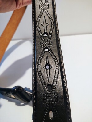 ?NWT Embossed Leather and Metal Accent Belt - Size M/L Embellished Metal Accented Leather Belt with Metal End Cap  main image 3