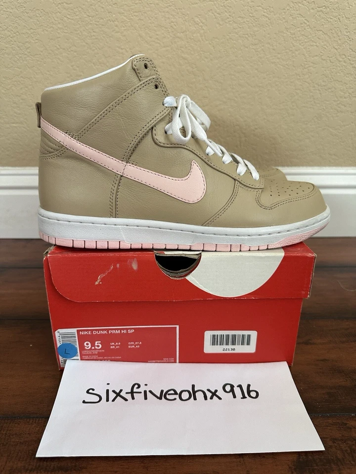 Nike Dunk Premium High Sp 2013 lino talla 9,5 Air Force 1 Af1 Panda rosa tostado Foto 3 de 4