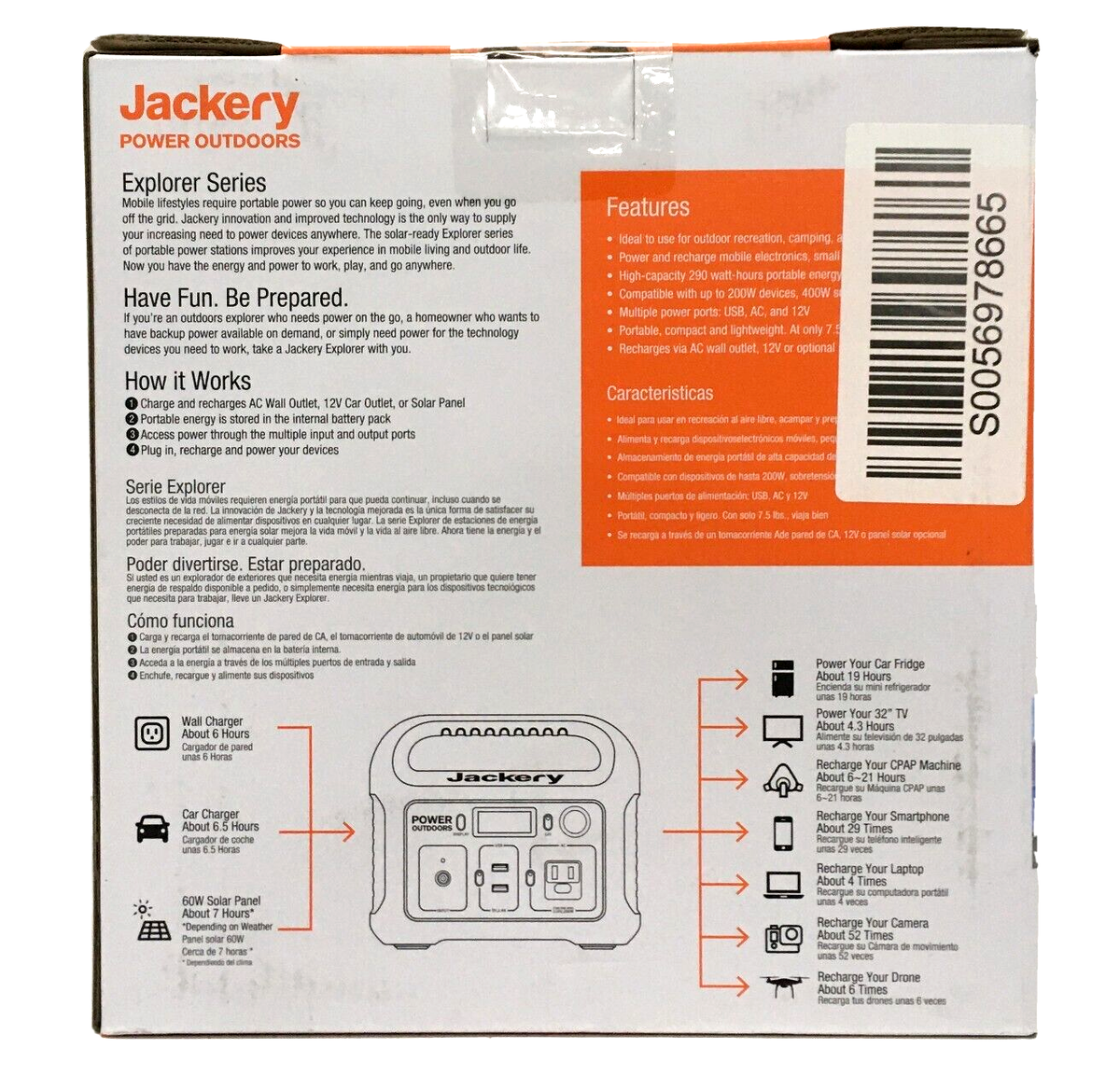 Jackery Explorer 290 Power Station Portable Rechargeable Outdoor
