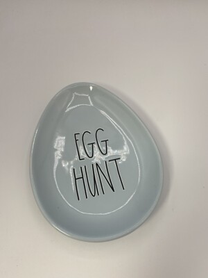 Easter EGG HUNT Egg Shaped Ceramic Candy Dish Plate Blue Rae Dunn by Magneta