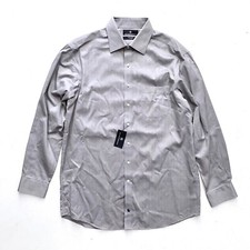 Hart Schaffner Marx Dress Shirt Button Front Nwt Gray Herringbone 16.5 / 35