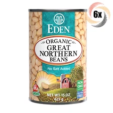 6x Cans Eden Foods Organic Great Northern Beans | 15oz | No Salt Added | Non GMO