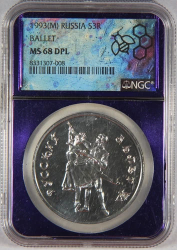 1993(M) Russia 3 Rubles Silver Ballet NGC MS68 DPL