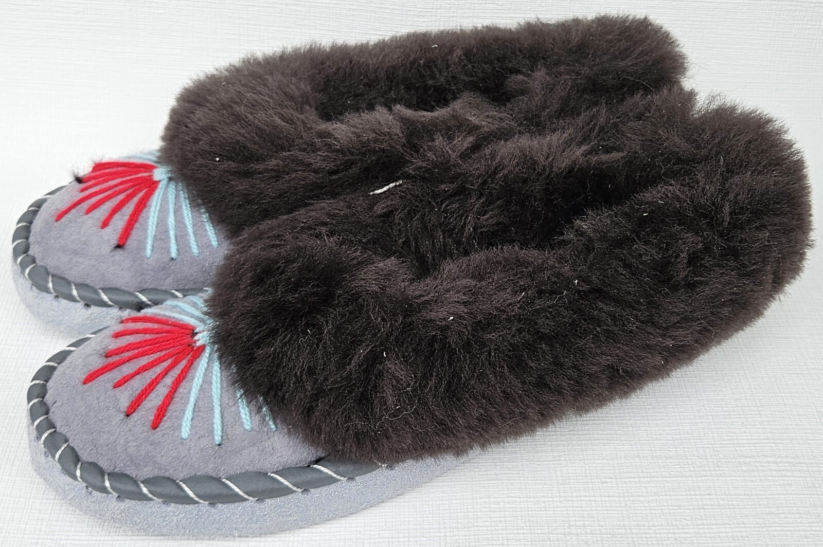 APL PELLICCIA DI AGNELLO calde PANTOFOLE taglia 42 NUOVE pelle di pecora pelle lana vergine fatte a mano (16)