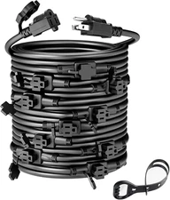 Black 50FT 16 Gauge Multi Indoor/Outdoor Power Extension Cord,Multiple Evenly-Sp