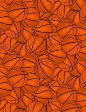 Sports Fabric - Orange Packed Basketball - Timeless Treasures YARD