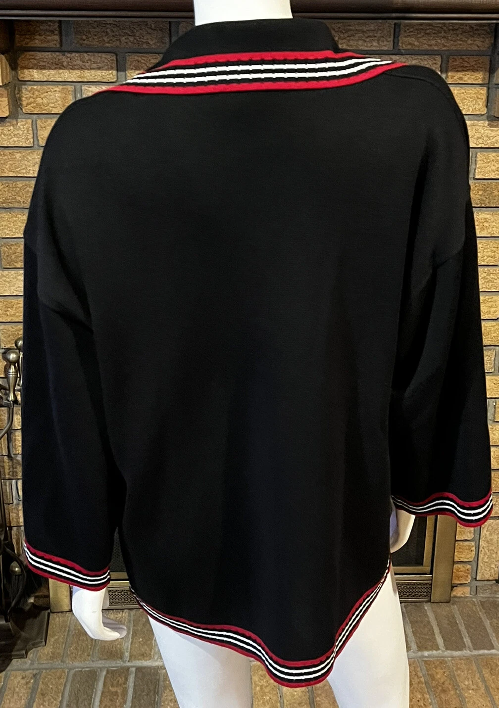 Gucci Cardigan Nero Maglione Misto Seta Logo GG Bottone Caban Giacca Nuovo con etichette XS