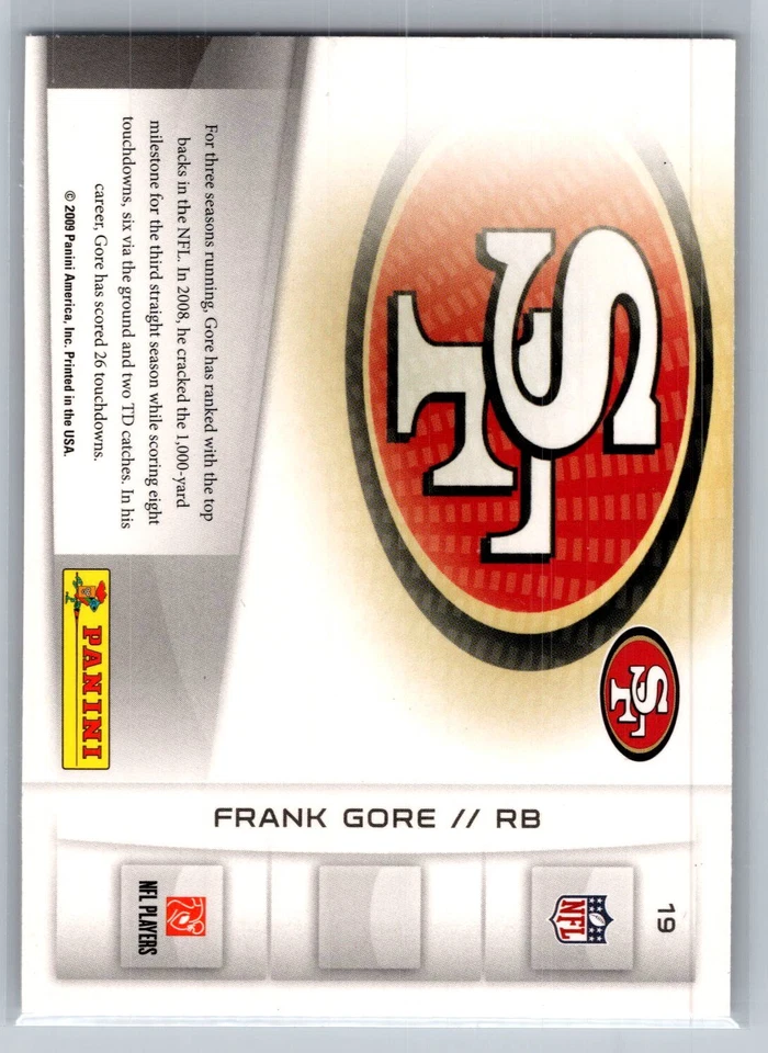 2009 Playoff Prestige #19 Frank Gore TD Sensations Excellent - Image 2 of 2