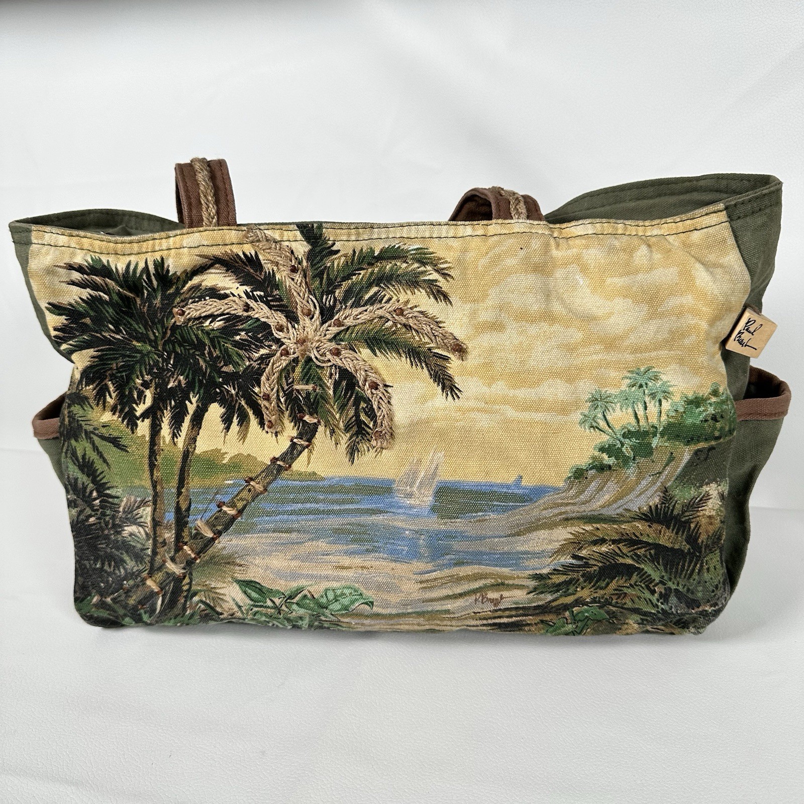 Paul Brent Sun Sand Palm Tree Canvas Tote purse Bag New