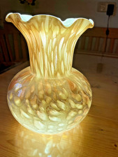 Vase aus Opalglas in Braun und Weiß, möglicherweise Fiorentina, Höhe ca 17 cm