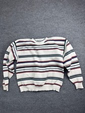 Vintage Shenandoah Sweater Men's XL Cable Knit Striped USA Made 90s Golf