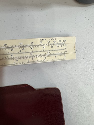 Vintage Frederick POST Company n.1447 SLIDE RULE con custodia in pelle - Foto 4 di 7