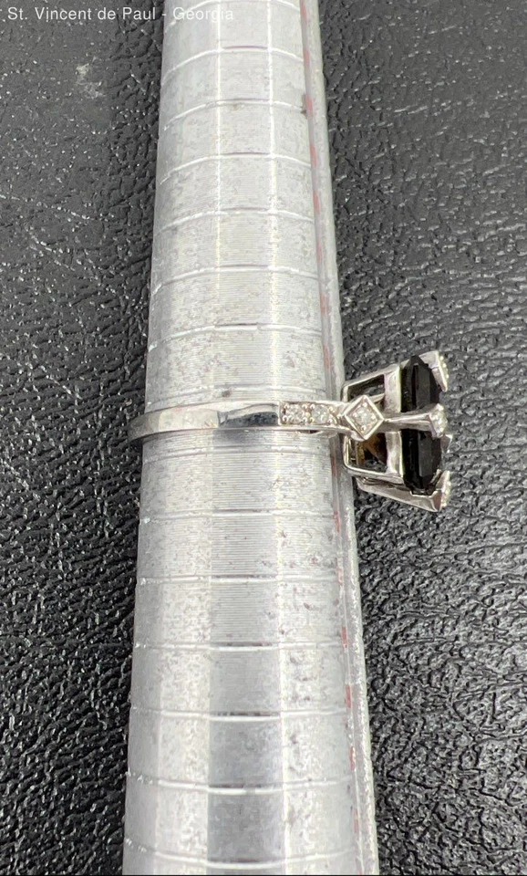 Hermoso anillo vintage de plata de ley 925 con diamantes y piedras preciosas marrones talla 7 2,84 g Foto 3 de 4