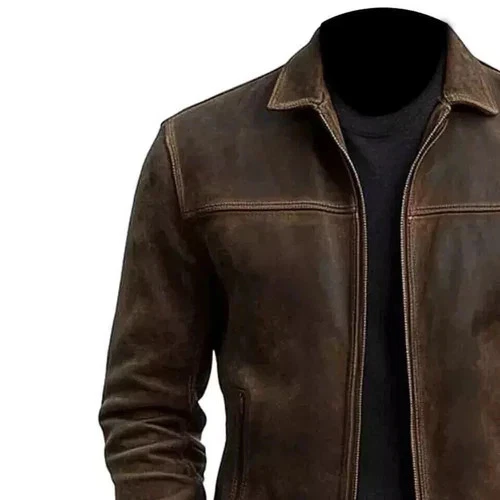 Men’s Motorcycle Vintage Cafe Racer Distressed Brown Real Leather Jacket. - Image 2 of 4