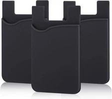 3-Pack Silicone Adhesive Phone Card Holder Stick-On Wallet for iPhone Samsung Ta
