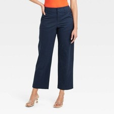 Women's High-Rise Straight Ankle Chino Pants - a New Day Navy 4