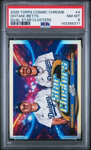 2025 Topps Cosmic Chrome Shohei Ohtani / Mookie Betts Dual Star Clusters PSA 8
