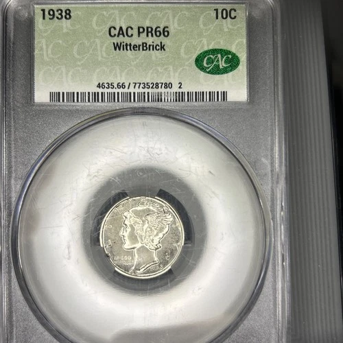 1938 Mercury Silver Dime PR66 CACG WITTERBRICK 1st edition SIGNED-8,728 Mintage