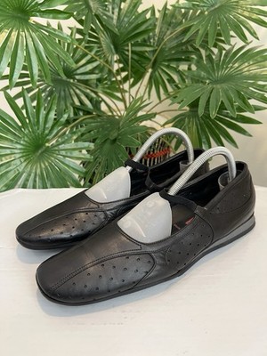 PRADA Milano Black Leather Mary Jane Flats Shoes Vintage, Size 40 (US 9.5)