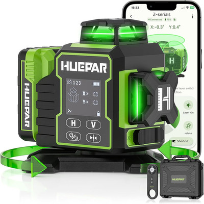 Huepar W03CG 3D-Laser-Nivelliergerät Für Neubauten, 3X360° Selbstnivellierend, 1