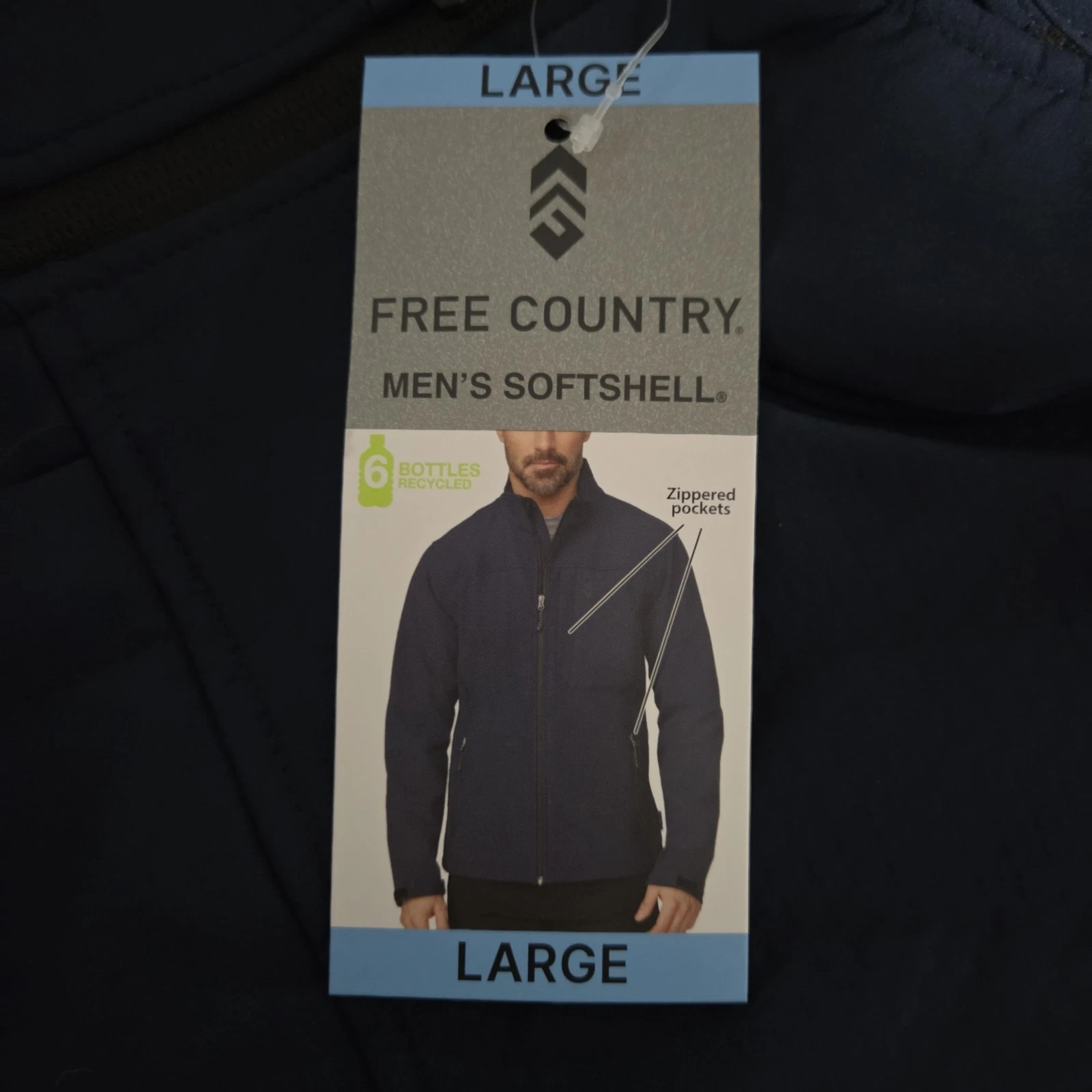 Free Country Lined Water Resistant Lightweight Softshell Jacket Large Navy