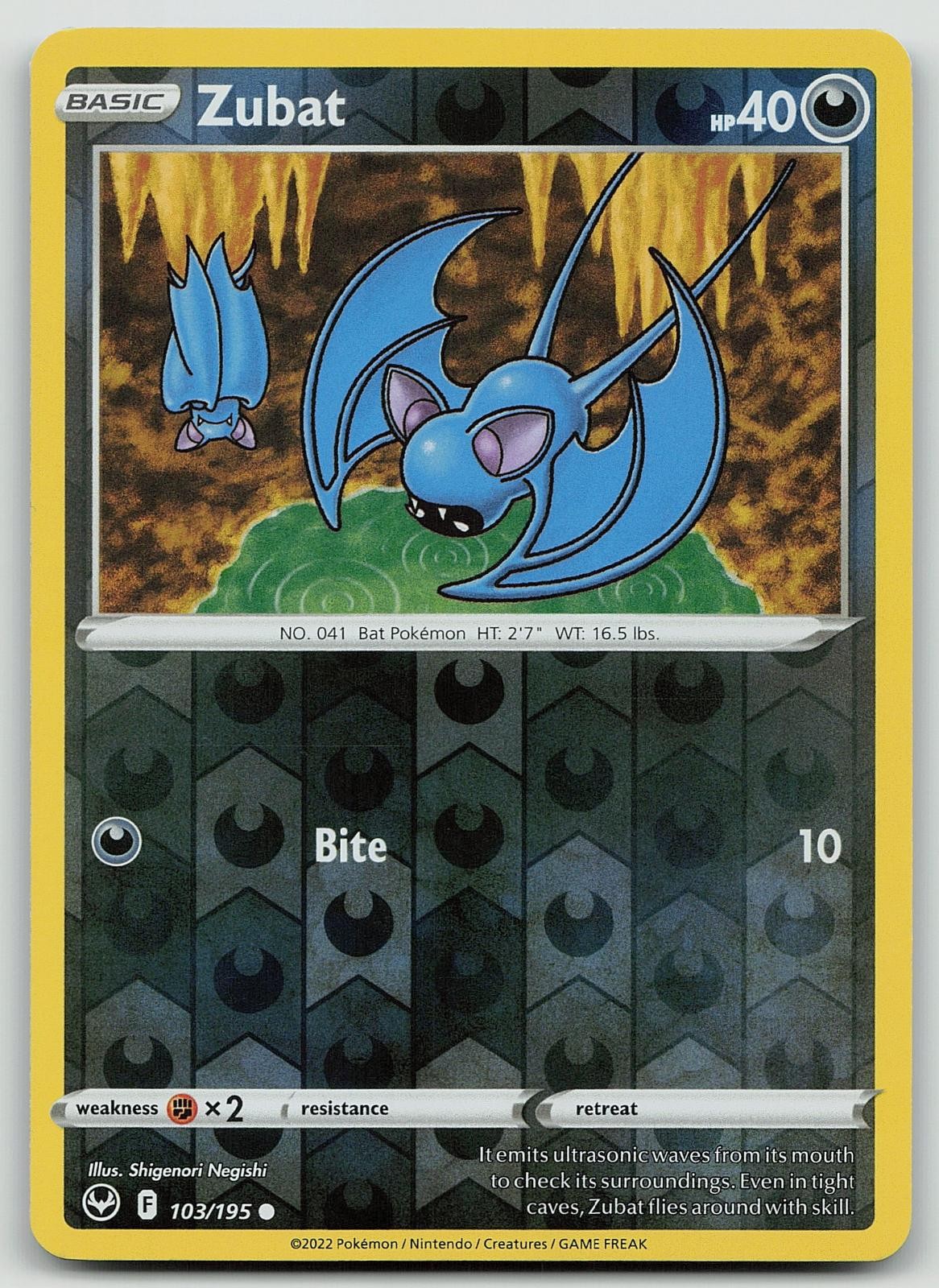 Pokemon Zubat 103/195 Silver Tempest Common Reverse Holo NM