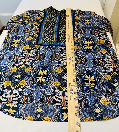 Loft Top Blouse Womens Medium Long Sleeve Henley Popover Colorful Floral EUC - Picture 5 of 12