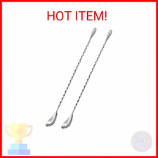 Briout Bar Spoon Cocktail Mixing Stirrers for Drink, Stainless Steel 12 Inches L