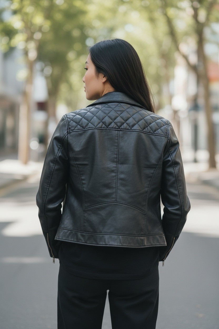 Universal Thread Motorcycle Jacket Black Faux Lea… - image 2