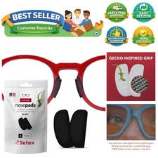 Gecko Grip 1mm Anti Slip Eyeglass Nose Pads, 5 Black Pair Made, 2500 Innovat...