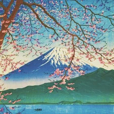 Orenco Originals Kawase Hasui Mt Fuji Spring Detail Counted Cross Stitch Pattern