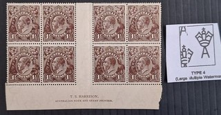 1919 Australia Harrison Imp Blk 8X1 1/2d Black Brown KGV Stam[ps LMWMK Mint $900