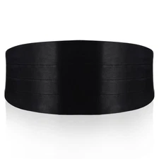 Men's Solid Color Cummerbund Black Cumberbund Men with Adjustable Band for Tu...