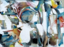 MID CENTURY PAINTING 1950'S ABSTRACT EXPRESSIONISM LOS ANGELES ARTIST