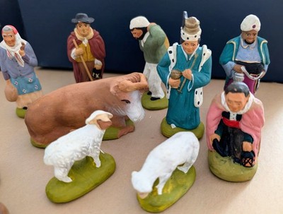 Santons Figurines Vintage French  Christmas Nativity Set Creche Fournier Seguret